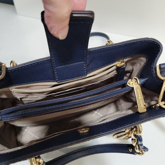 Michael Kors Sofia North South Satchel Crossbody Textured Floral With Gold - Picture 7 of 16